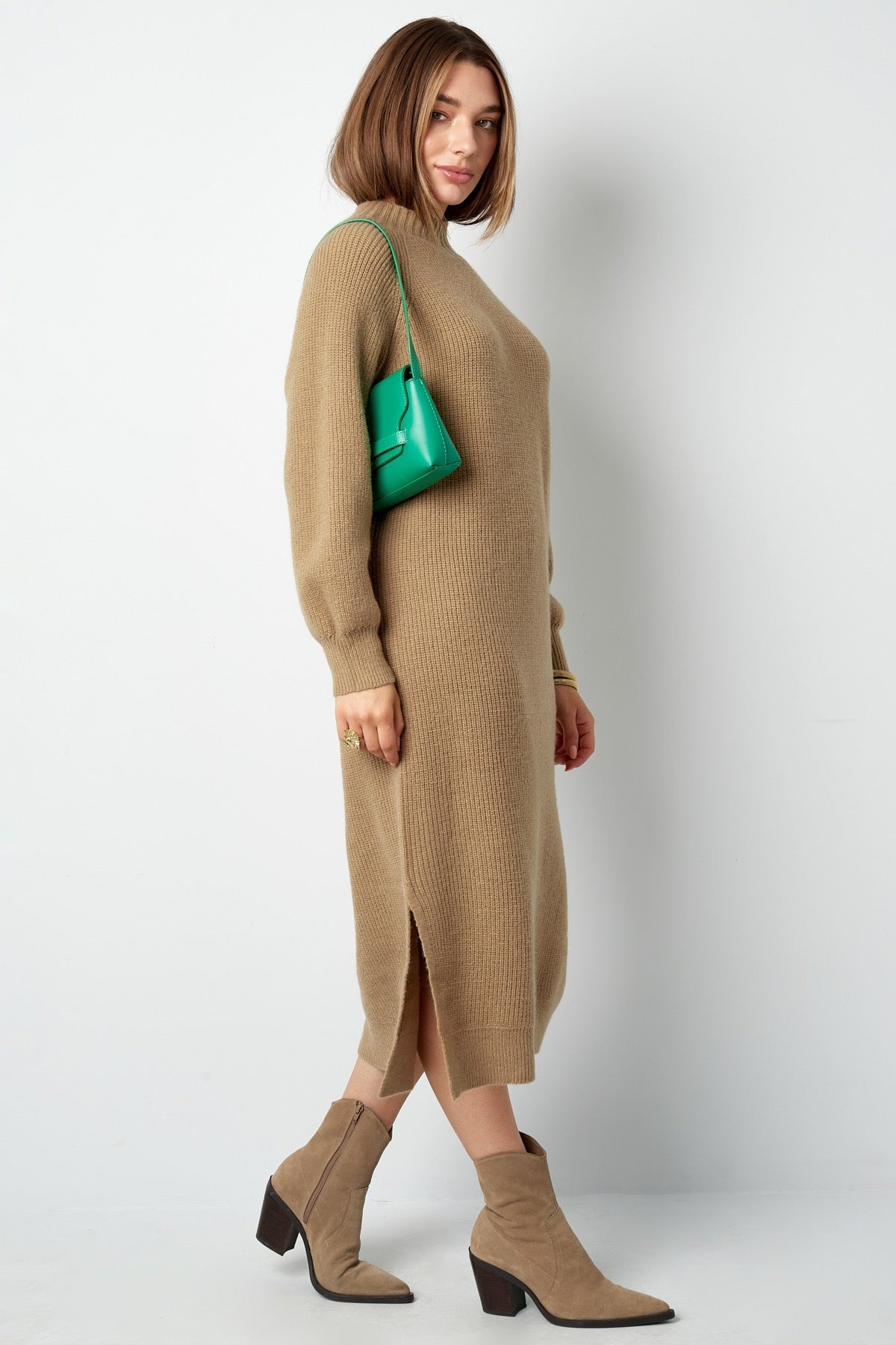 Snuggle Gebreide Lange Jurk - Camel