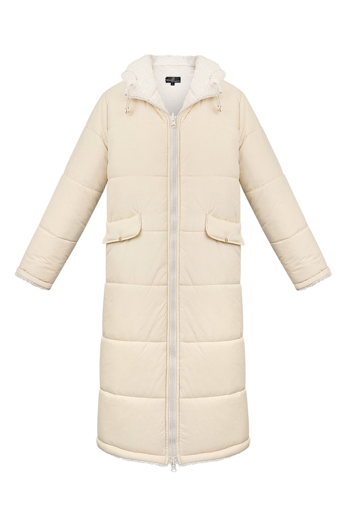 Lange teddy gevoerde winterjas - Beige