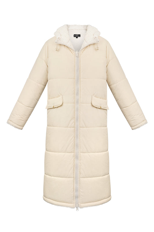 Lange teddy gevoerde winterjas - Beige